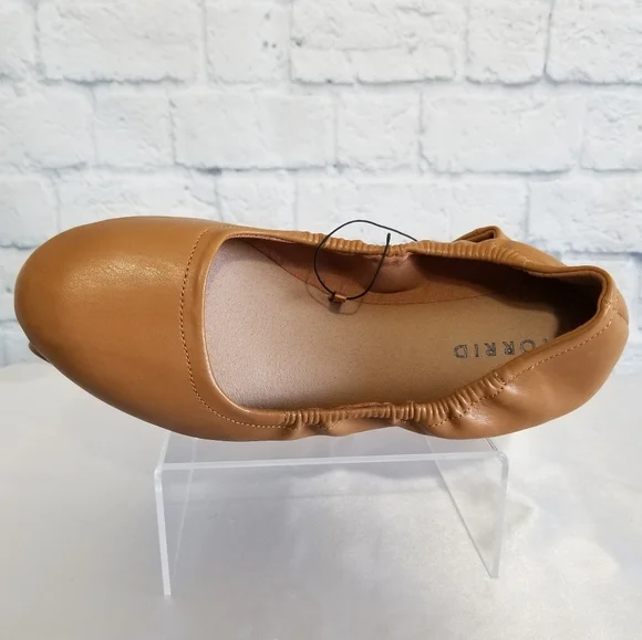 Torrid Scrunch Ballet Flats Shoes Size 8 Tan Cognac Brown Wide Width Neutral New - Picture 9 of 16